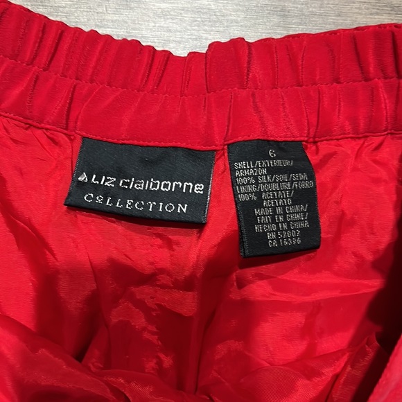 Silk wide leg red pants, size 6 - Picture 4 of 5